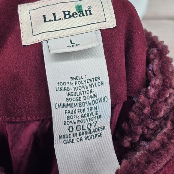 L.L. Bean Women's Microsuede Quilted Down Long Coat Goose Down Ultra Warm Large - Picture 8 of 8